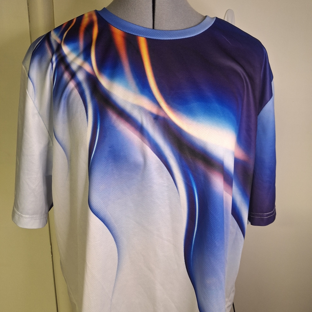Abstract Blue and Purple Men's Shirt X L